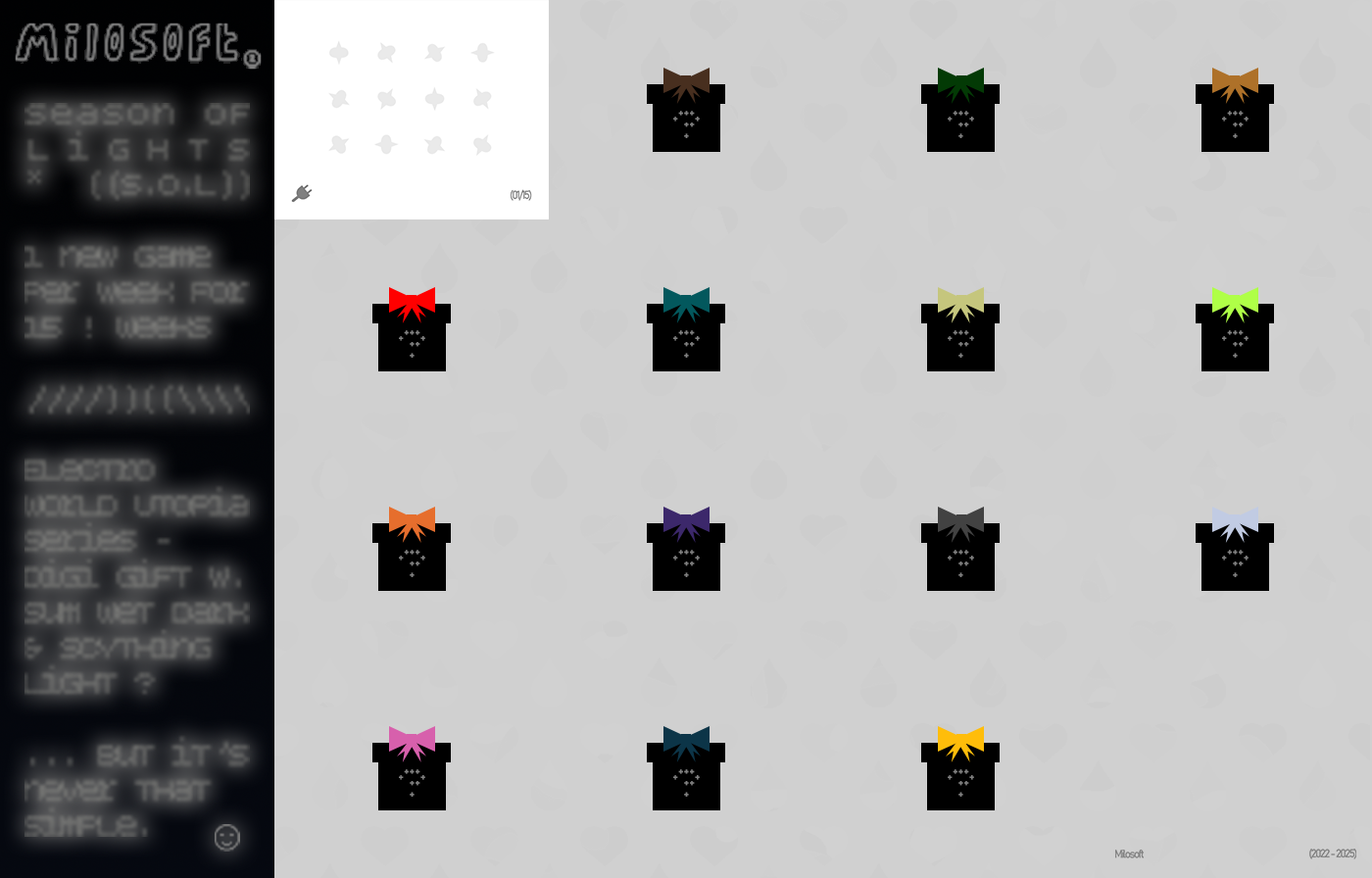 Series of graphic gift boxes, each linked to one of 15 games, releasing one per week for 15 weeks